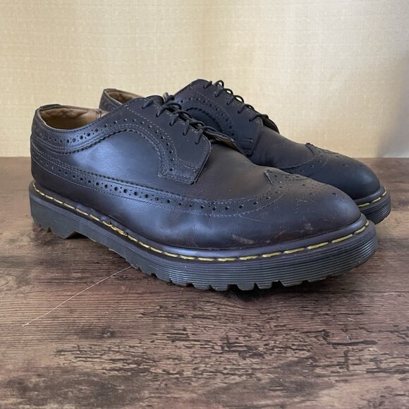 Vintage Dr Martens Mens Oxford Shoe US 11 Brown Leather Wingtip Made in England main image 6